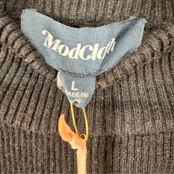 ModCloth  Black Acrylic Blend Sweater dress tie waist stretchy size large new - Picture 8 of 11